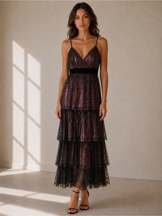 La Perla Dresses & Skirts - La Perla Tiered Lace Slip Dress Black Pink Silk Lingerie-Inspired Runway Gown 8